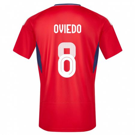 Kandiny Niño Camiseta Costa Rica Bryan Oviedo #8 Rojo 1ª Equipación 24-26 La Camisa Chile