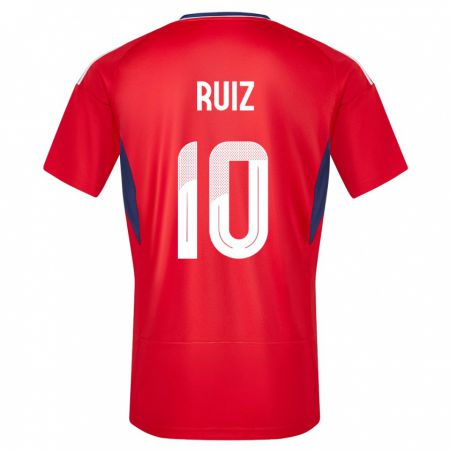 Kandiny Niño Camiseta Costa Rica Bryan Ruiz #10 Rojo 1ª Equipación 24-26 La Camisa Chile