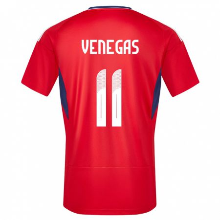 Kandiny Niño Camiseta Costa Rica Johan Venegas #11 Rojo 1ª Equipación 24-26 La Camisa Chile