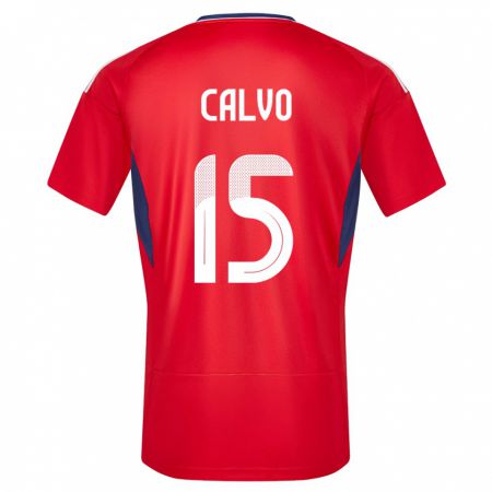 Kandiny Niño Camiseta Costa Rica Francisco Calvo #15 Rojo 1ª Equipación 24-26 La Camisa Chile
