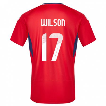 Kandiny Niño Camiseta Costa Rica Roan Wilson #17 Rojo 1ª Equipación 24-26 La Camisa Chile