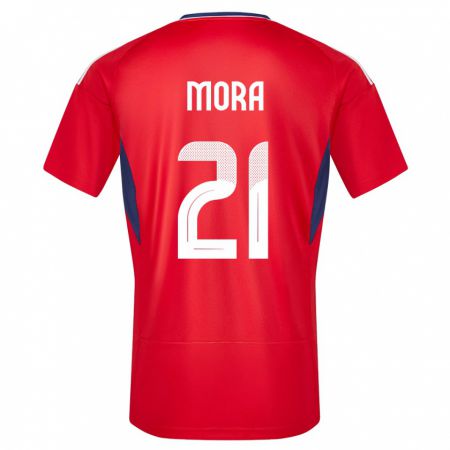 Kandiny Niño Camiseta Costa Rica Carlos Mora #21 Rojo 1ª Equipación 24-26 La Camisa Chile
