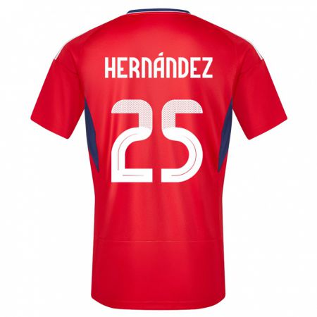 Kandiny Niño Camiseta Costa Rica Anthony Hernandez #25 Rojo 1ª Equipación 24-26 La Camisa Chile