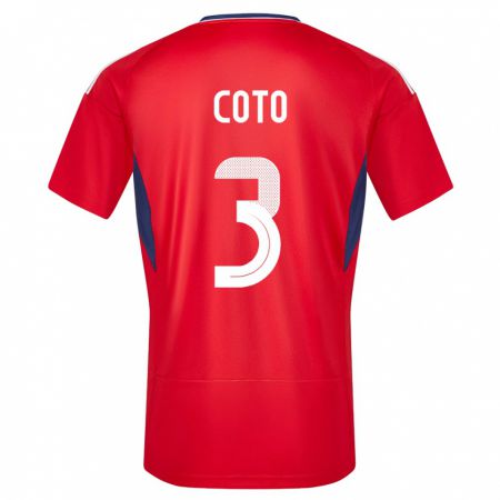 Kandiny Niño Camiseta Costa Rica Maria Coto #3 Rojo 1ª Equipación 24-26 La Camisa Chile