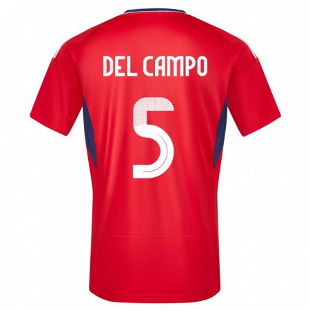 Kandiny Niño Camiseta Costa Rica Valeria Del Campo #5 Rojo 1ª Equipación 24-26 La Camisa Chile