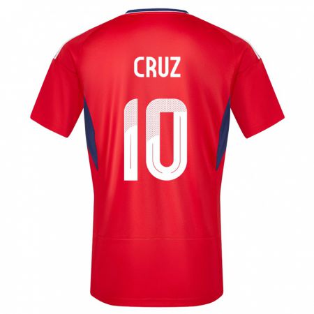 Kandiny Niño Camiseta Costa Rica Shirley Cruz #10 Rojo 1ª Equipación 24-26 La Camisa Chile