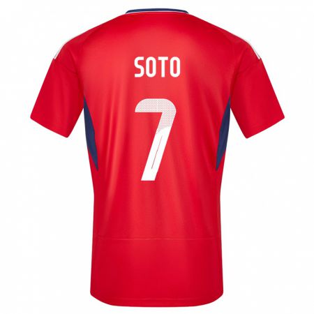 Kandiny Niño Camiseta Costa Rica Andrey Soto #7 Rojo 1ª Equipación 24-26 La Camisa Chile