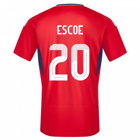 Kandiny Niño Camiseta Costa Rica Enyel Escoe #20 Rojo 1ª Equipación 24-26 La Camisa Chile