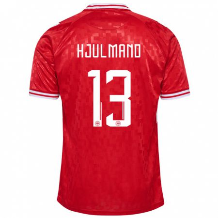 Kandiny Niño Camiseta Dinamarca Morten Hjulmand #13 Rojo 1ª Equipación 24-26 La Camisa Chile
