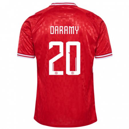 Kandiny Niño Camiseta Dinamarca Mohamed Daramy #20 Rojo 1ª Equipación 24-26 La Camisa Chile