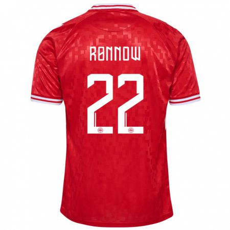 Kandiny Niño Camiseta Dinamarca Frederik Rønnow #22 Rojo 1ª Equipación 24-26 La Camisa Chile