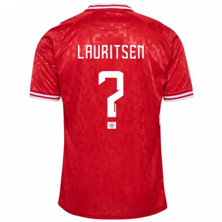Kandiny Niño Camiseta Dinamarca Mads Lauritsen #0 Rojo 1ª Equipación 24-26 La Camisa Chile