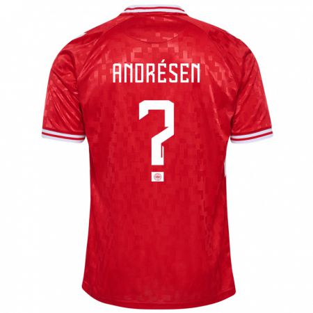 Kandiny Niño Camiseta Dinamarca Aske Andrésen #0 Rojo 1ª Equipación 24-26 La Camisa Chile
