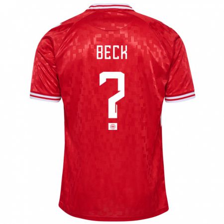 Kandiny Niño Camiseta Dinamarca Julius Beck #0 Rojo 1ª Equipación 24-26 La Camisa Chile