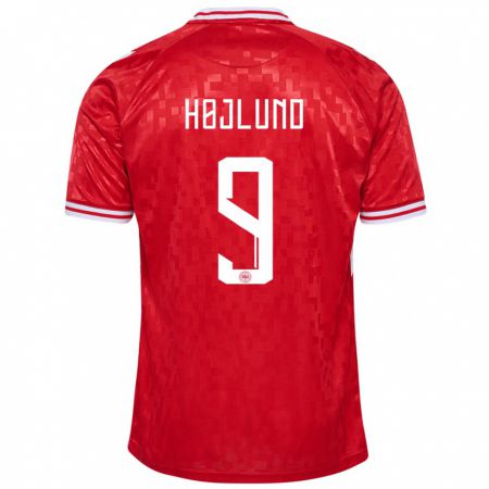 Kandiny Niño Camiseta Dinamarca Emil Højlund #9 Rojo 1ª Equipación 24-26 La Camisa Chile