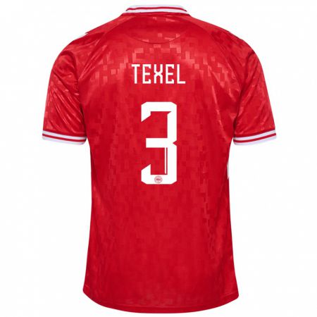 Kandiny Niño Camiseta Dinamarca Pontus Texel #3 Rojo 1ª Equipación 24-26 La Camisa Chile