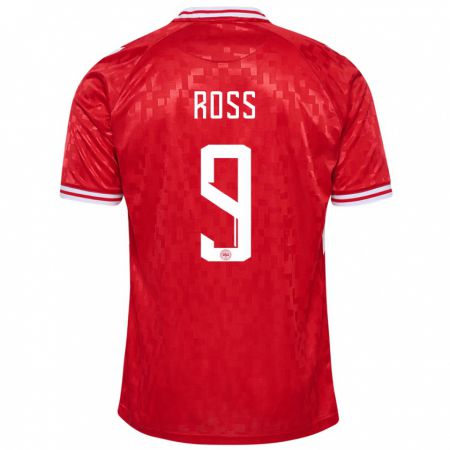 Kandiny Niño Camiseta Dinamarca Oliver Ross #9 Rojo 1ª Equipación 24-26 La Camisa Chile