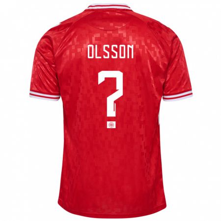 Kandiny Niño Camiseta Dinamarca Cornelius Olsson #0 Rojo 1ª Equipación 24-26 La Camisa Chile