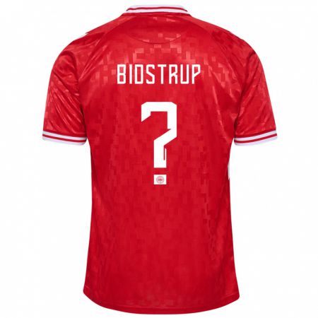 Kandiny Niño Camiseta Dinamarca Hjalte Bidstrup #0 Rojo 1ª Equipación 24-26 La Camisa Chile