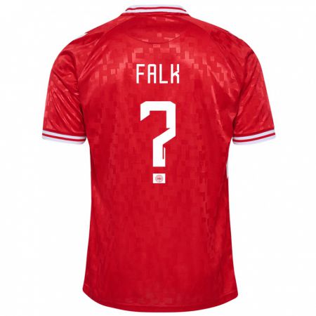 Kandiny Niño Camiseta Dinamarca Lukas Falk #0 Rojo 1ª Equipación 24-26 La Camisa Chile