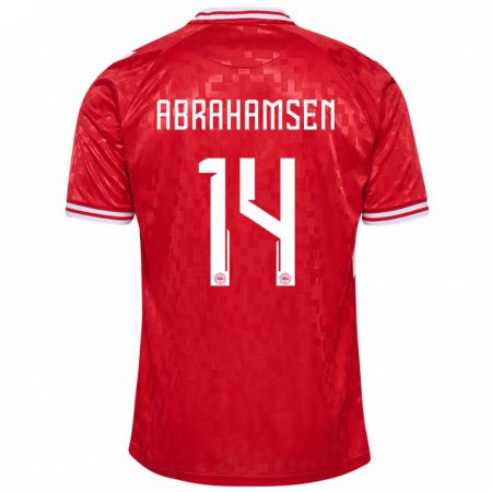 Kandiny Niño Camiseta Dinamarca Mads Abrahamsen #14 Rojo 1ª Equipación 24-26 La Camisa Chile