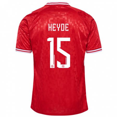 Kandiny Niño Camiseta Dinamarca Malte Heyde #15 Rojo 1ª Equipación 24-26 La Camisa Chile