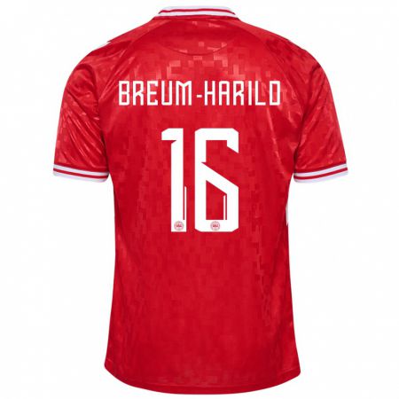 Kandiny Niño Camiseta Dinamarca Tobias Breum-Harild #16 Rojo 1ª Equipación 24-26 La Camisa Chile