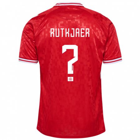 Kandiny Niño Camiseta Dinamarca Villads Rutkjaer #0 Rojo 1ª Equipación 24-26 La Camisa Chile