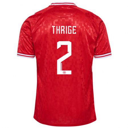 Kandiny Niño Camiseta Dinamarca Sara Thrige #2 Rojo 1ª Equipación 24-26 La Camisa Chile