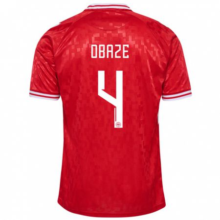 Kandiny Niño Camiseta Dinamarca Isabella Obaze #4 Rojo 1ª Equipación 24-26 La Camisa Chile