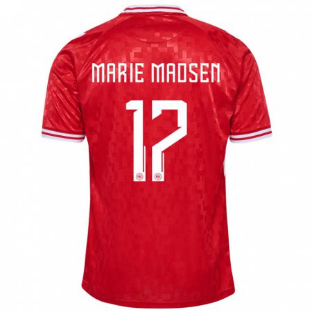 Kandiny Niño Camiseta Dinamarca Rikke Marie Madsen #17 Rojo 1ª Equipación 24-26 La Camisa Chile