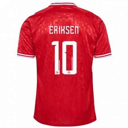Kandiny Niño Camiseta Dinamarca Christian Eriksen #10 Rojo 1ª Equipación 24-26 La Camisa Chile