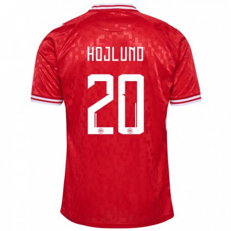 Kandiny Niño Camiseta Dinamarca Rasmus Hojlund #20 Rojo 1ª Equipación 24-26 La Camisa Chile