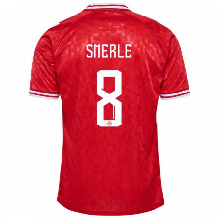 Kandiny Niño Camiseta Dinamarca Emma Snerle #8 Rojo 1ª Equipación 24-26 La Camisa Chile