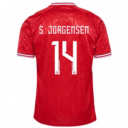 Kandiny Niño Camiseta Dinamarca Sebastian Jorgensen #14 Rojo 1ª Equipación 24-26 La Camisa Chile