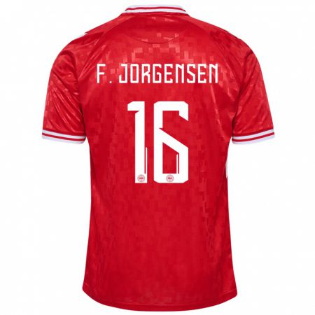 Kandiny Niño Camiseta Dinamarca Filip Jorgensen #16 Rojo 1ª Equipación 24-26 La Camisa Chile