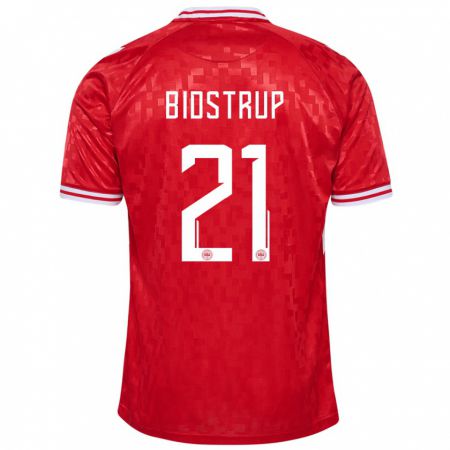Kandiny Niño Camiseta Dinamarca Mads Bidstrup #21 Rojo 1ª Equipación 24-26 La Camisa Chile