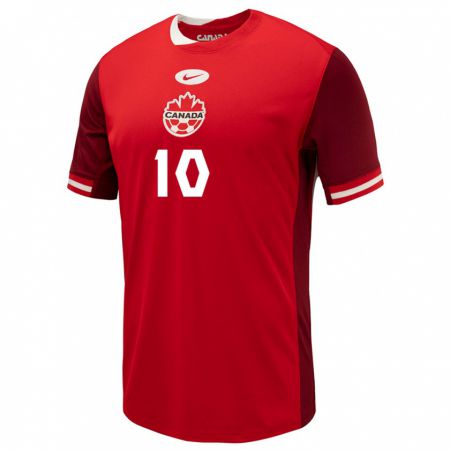Kandiny Niño Camiseta Canadá Ashley Lawrence #10 Rojo 1ª Equipación 24-26 La Camisa Chile