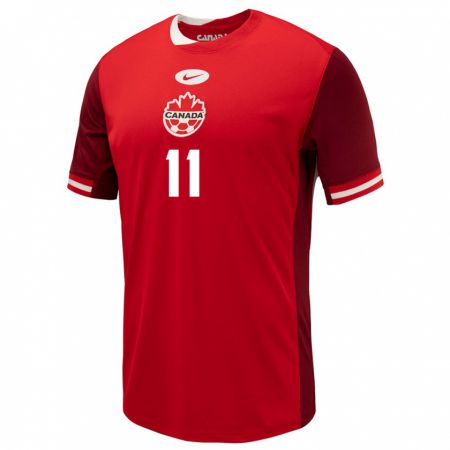 Kandiny Niño Camiseta Canadá Latifah Abdu #11 Rojo 1ª Equipación 24-26 La Camisa Chile