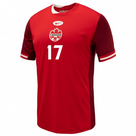 Kandiny Niño Camiseta Canadá Jessie Fleming #17 Rojo 1ª Equipación 24-26 La Camisa Chile