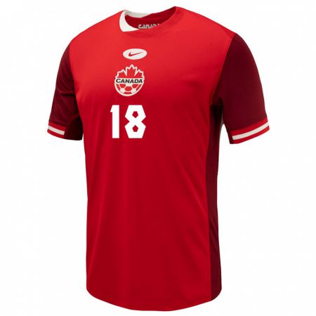 Kandiny Niño Camiseta Canadá Matthew Nogueira #18 Rojo 1ª Equipación 24-26 La Camisa Chile