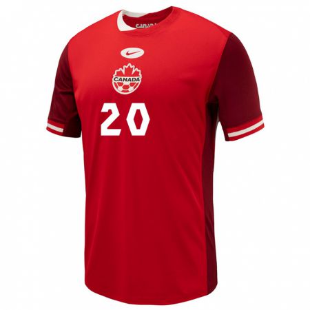 Kandiny Niño Camiseta Canadá Jonathan David #20 Rojo 1ª Equipación 24-26 La Camisa Chile