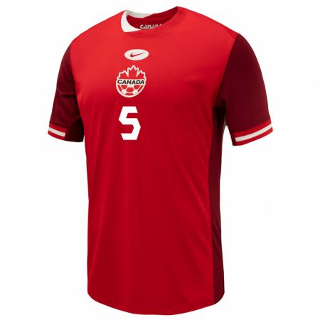 Kandiny Niño Camiseta Canadá Jamie Knight-Lebel #5 Rojo 1ª Equipación 24-26 La Camisa Chile