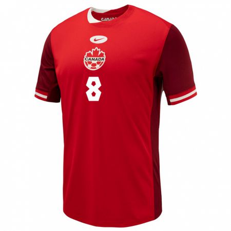Kandiny Niño Camiseta Canadá Jayde Riviere #8 Rojo 1ª Equipación 24-26 La Camisa Chile