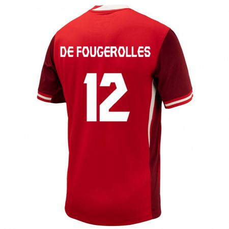 Kandiny Niño Camiseta Canadá Luc De Fougerolles #12 Rojo 1ª Equipación 24-26 La Camisa Chile