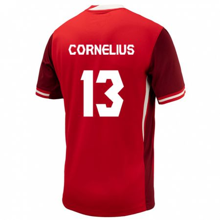 Kandiny Niño Camiseta Canadá Derek Cornelius #13 Rojo 1ª Equipación 24-26 La Camisa Chile
