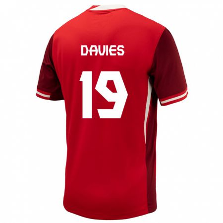 Kandiny Niño Camiseta Canadá Alphonso Davies #19 Rojo 1ª Equipación 24-26 La Camisa Chile