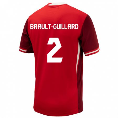 Kandiny Niño Camiseta Canadá Zachary Brault-Guillard #2 Rojo 1ª Equipación 24-26 La Camisa Chile