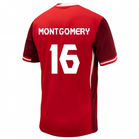 Kandiny Niño Camiseta Canadá Callum Montgomery #16 Rojo 1ª Equipación 24-26 La Camisa Chile