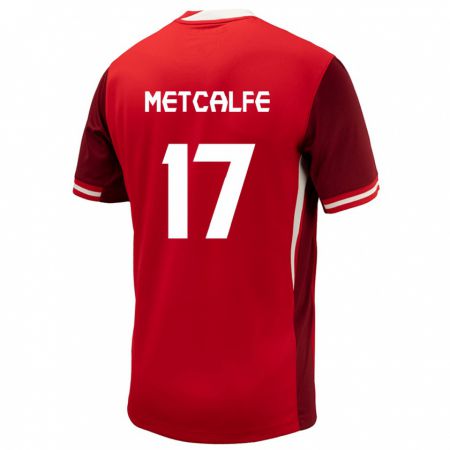 Kandiny Niño Camiseta Canadá Patrick Metcalfe #17 Rojo 1ª Equipación 24-26 La Camisa Chile